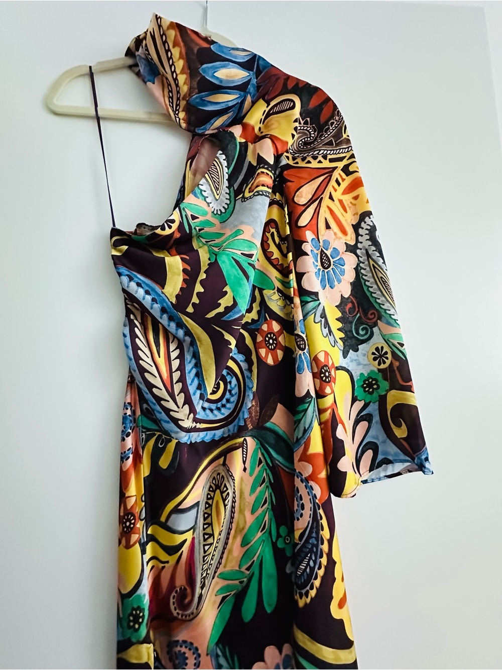 Colorful Paisley One-Shoulder Dress